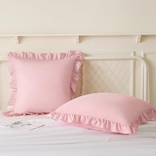 KKJIAF 2 Pack Ruffle Pillow Cases 24x24 Inches, Light Pink - Image 4