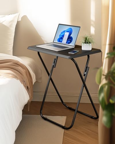 HUANUO Folding TV Tray with No Assembly Required, Black - Image 2