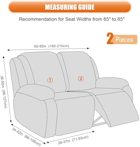 VANSOFY Oversized Stretch Recliner Loveseat Cover, Light Coffee, 2 Seater - Image 2