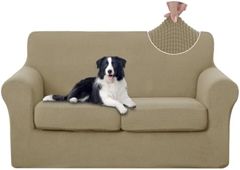 U-NICE HOME 3 Pieces Stretch Loveseat Couch Cover, Sand by U-NICEHOME