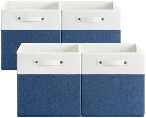 FinishingBo 13x13x13 Storage Cube Bins 4 Pack, Cube Shelf Baskets by SimplifySpaceSimplifyLife