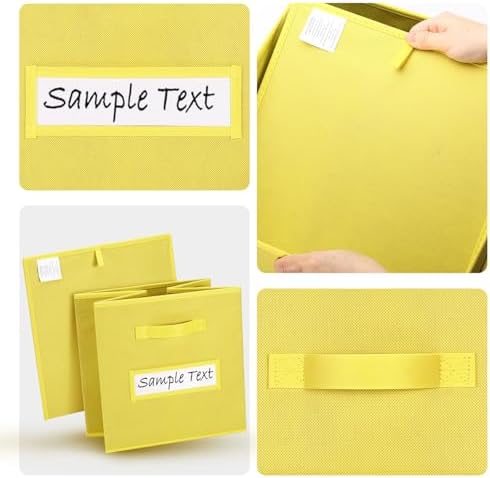 Fabric storage cubes (8 Pack) 11 Inch Cube Storage Bin, cube organizer bins with 8 Labels Window Cards & a Pen, Foldable cube organizer bins and Storage Box, Dark Yellow - Image 3