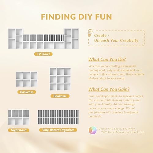IOTXY DIY Modular Cubby Bookcase - Stackable 3-Cube Open Bookshelf, White - Image 7