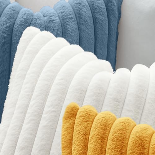 MIULEE Faux Fur Decorative Throw Pillow Covers 20x20 Set of 2 White - Image 5