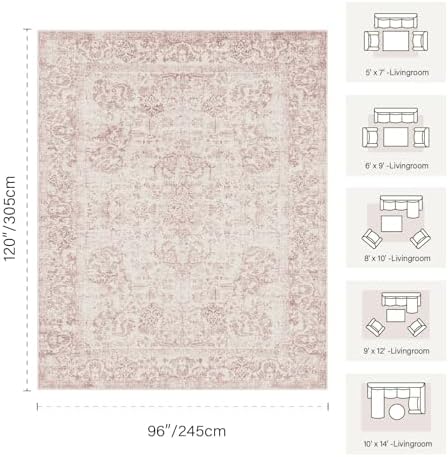 Rugxara Pink 8x10 Area Rugs,Large Rugs for Living Room - Image 2