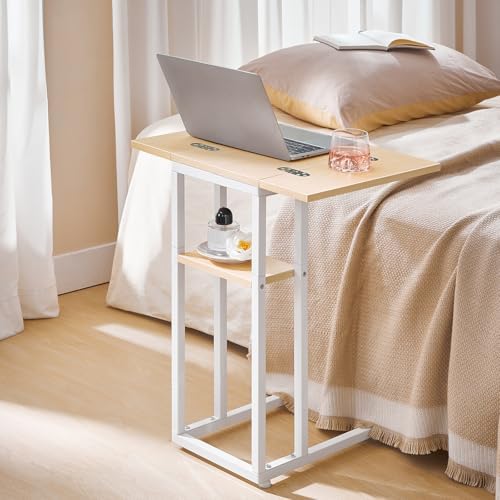 HOOBRO Foldable C Shaped End Table, C Shaped Side Table with Storage Shelf, Slide Under Couch Table for Sofa, Small Spaces, for Living Room, Bedroom, Easy Assembly, Natural WN29SF01 - Image 4