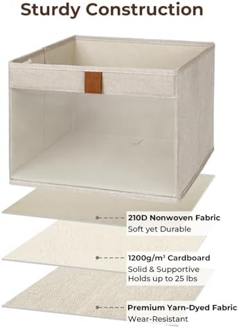 StorageWorks Fabric Storage Bins with Clear Window, Brown and Beige, 3-Pack - Image 5