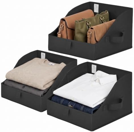 GRANNY SAYS Trapezoid Closet Storage Bins, Small, Black, 3-Pack by GRANNYSAYS