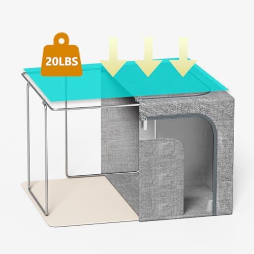64L Large Stackable Storage Bins with Metal Frame (4 Pack), Foldable Fabric Clothes Organizer with 2 Clear Windows & Reinforced Handles, Dual-Opening Storage Containers for Closet, Underbed, Grey - Image 2