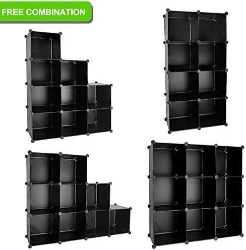 Cube Storage Organizer, 9-Cube DIY Plastic Closet Cabinet Modular Bookcase, Storage Shelves for Bedroom Living Room, Office, Black - Image 4