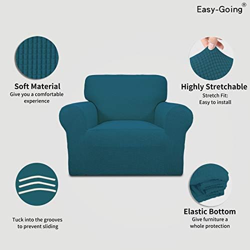 Easy-Going Stretch Chair Slipcover with Arm Washable Peacock Blue - Image 3