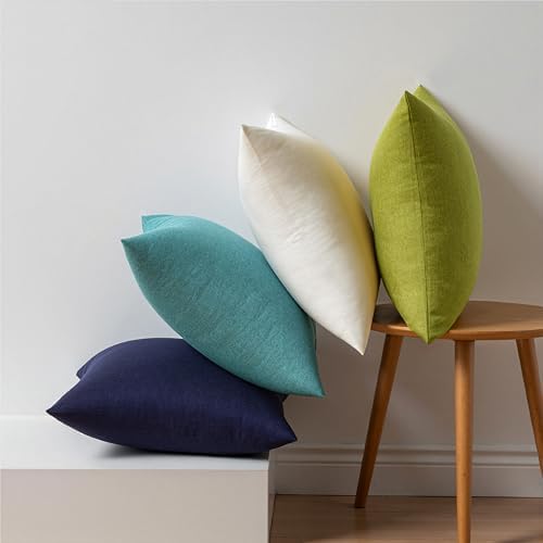 MIULEE Pack of 4 Decorative Outdoor Throw Pillow Covers Linen Waterproof Pillow Covers Summer Farmhouse Cushion Cases for Patio Garden Tent Balcony Couch Sofa 16x16 Inch Blue Green - Image 6