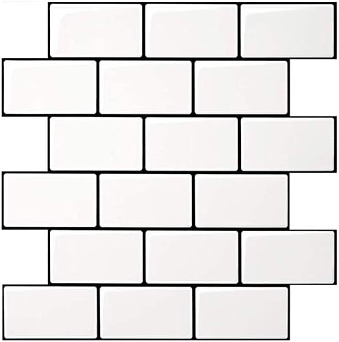 Art3d 10-Pack Subway Tiles Peel and Stick Backsplash, White, 12 x 12 Inch by Art3d