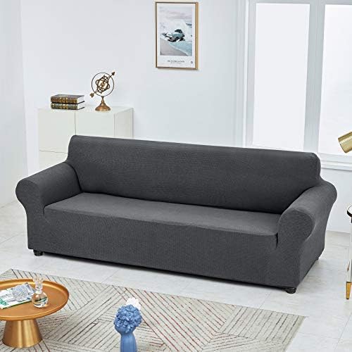 Joccun Stretch Couch Cover Slipcovers, 1-Piece Sofa Covers for 3 Cushion Couch Spandex Jacquard Washable Furniture Protector Cover for Living Room,Kids,Pets(Large 78''-94'',Charcoal) - Image 4