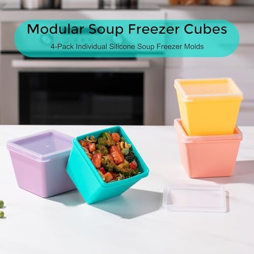 Gemice 1-Cup Silicone Freezer Molds with Lids, Individual 4-Pack - Image 3