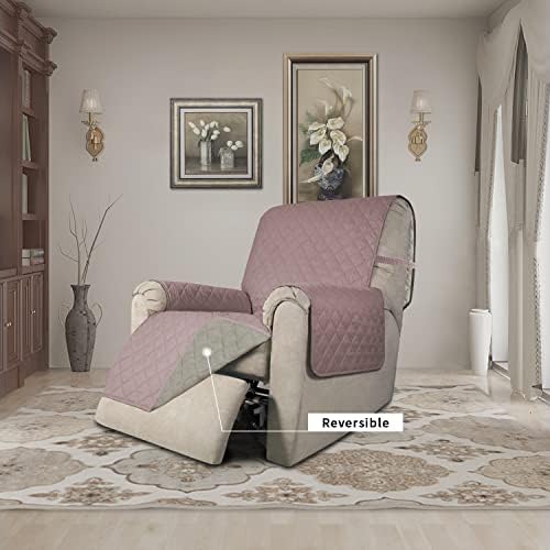 Easy-Going Reversible Couch Cover, Recliner 22 in, Pink/Beige - Image 2