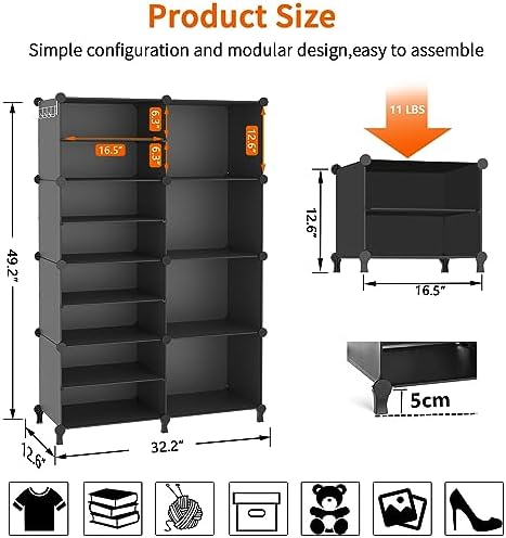 AWTATOS Closet Organizer 8 Cube Closet Storage Shelves, Black - Image 3