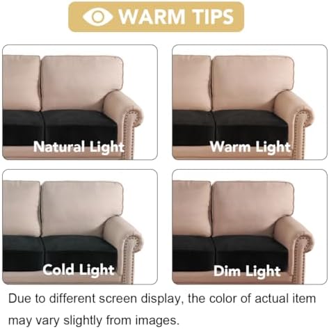 H.VERSAILTEX Velvet Stretch Couch Cushion Cover Plush Cushion Slipcover for Chair Loveseat Sofa Cushion Furniture Protector Seat Cushion Sofa Cover (2 Piece Large Sofa Cushion Covers, Black) - Image 6