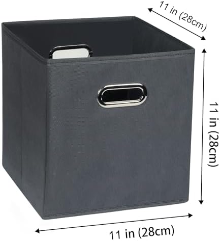 Fabric storage bins Cubes, Fabric Cube Organizer with Handle, Foldable Cube Bins for Cloth or Accessary Storage, 11x11x11, Set of 8, (Gray) - Image 2