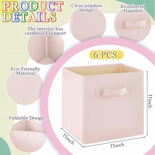 Yinder 6 Pcs Cube Storage Bin 10.5''x10.5''x11'' Storage Bins for Playroom Decor Colorful Bins for Kids Foldable Baskets for Nursery Organizer Boxes Fabric Boxes (Pastel Colors) - Image 2