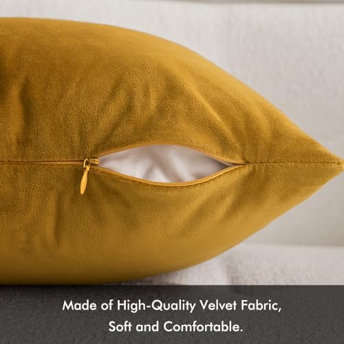 MIULEE 12x20 Inch Lumbar Velvet Throw Pillow Covers Mustard Yellow - Image 3