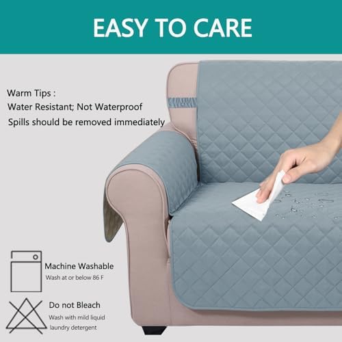 U-NICE HOME Reversible Sofa Cover Couch Cover for Dogs, Light Blue/Beige - Image 5