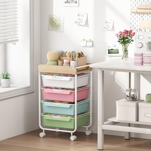 SYKIARIOL Rolling Storage Utility Cart with 4 Drawers,Art Cart,Colorful - Image 4