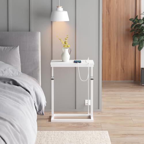 TUTOTAK End Table with Charging Station, Side Table, Tall Couch Table - Image 5