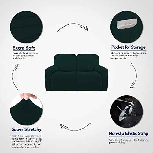 PureFit Super Stretch Loveseat Recliner Sofa Couch Cover with Pocket - Image 3
