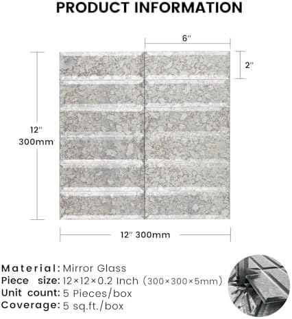 Peel and Stick Mirror Tile Backsplash Dark Antique - Image 3