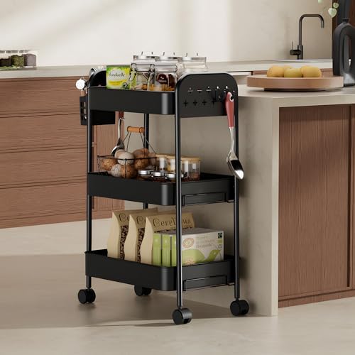 Heavy-Duty Rolling Cart 3 Tier Metal Utility Storage Cart - Image 4