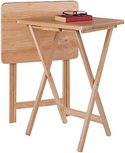 Winsome Alex Set of 2 Foldable Snack Tables, Natural, 26" - Image 6