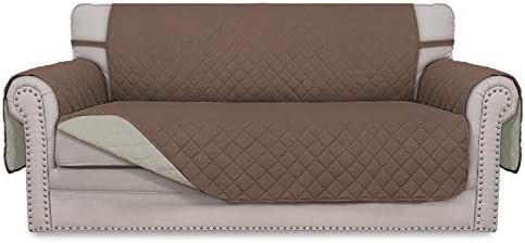 Easy-Going Sofa Slipcover Reversible Loveseat Sofa Cover Couch Cover for 2 Cushion Couch Furniture Protector with Elastic Straps for Pets Kids Dog Cat (Oversized Loveseat, Brown/Beige) by Easy-Going