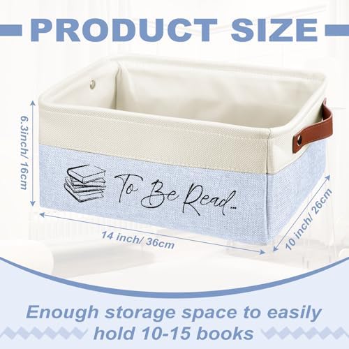 Marsui 1 Pcs TBR Basket Book Storage Bin Bookish Gifts, Blue White - Image 2