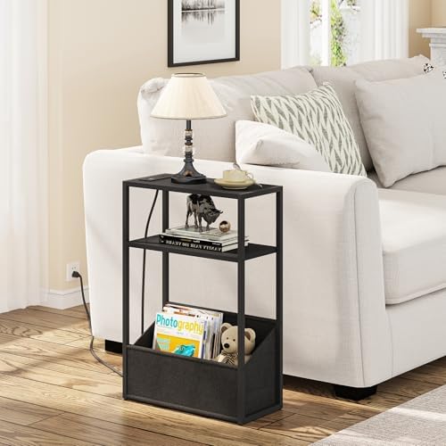 TUTOTAK Narrow Side Table with Charging Station, Slim End Table by ChoosetutotakFurnitureBuildYourCozyHome