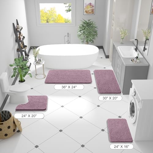 OLANLY Bathroom Runner Rugs 59x20, Extra Soft Absorbent Chenille Bath Rugs - Image 2