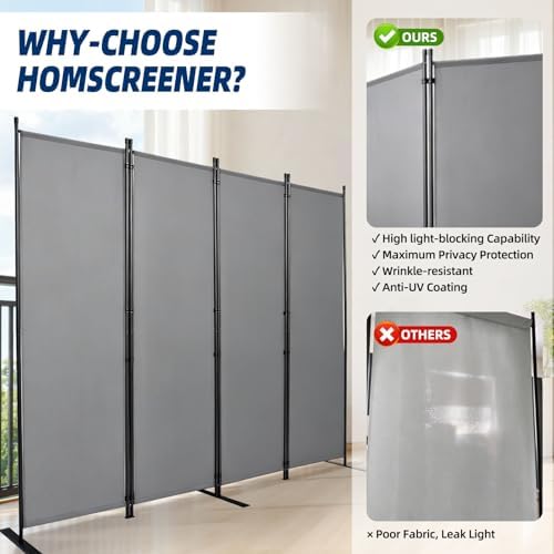 4 Panel Wide Room Divider Wall Screen for Room Separation,88''W x 71''H - Image 4
