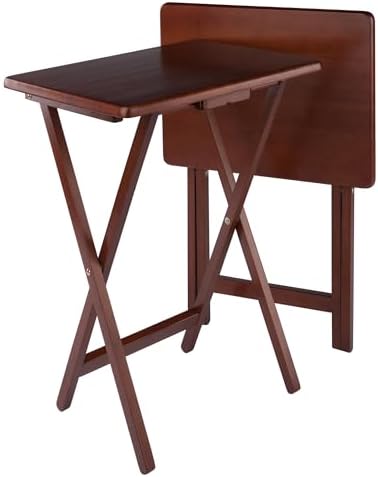 Winsome Alex Set of 2 Foldable Snack Tables, Walnut by Winsome