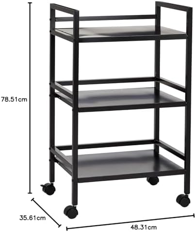 Amazon Basics 3-Tier Metal Rolling Utility Cart, Storage Organizer, Multifunctional Storage, Mobile Shelving, Black - Image 6