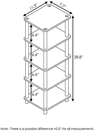 Furinno Turn-N-Tube Toolless 4-Tier Storage Shelves, Columbia Walnut - Image 3