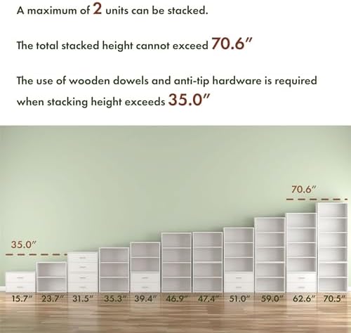 Homes: Inside + Out Apexa 4-Cube Storage Organizer Shelves, Stackable Wood Bookcase Fits Cubby Bins for Organization, Dorm Teen Room Decor & Home Office, Black - Image 3