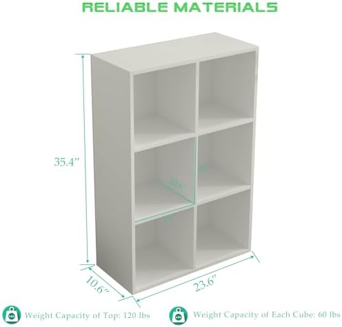 OSCHF 6-Cube Storage Shelf Bookcase, Warm White - Image 3