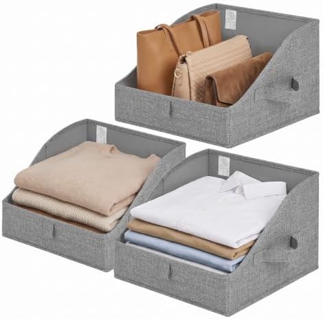 GRANNY SAYS Trapezoid Closet Storage Bins, Small, Dark Gray, 3-Pack by GRANNYSAYS