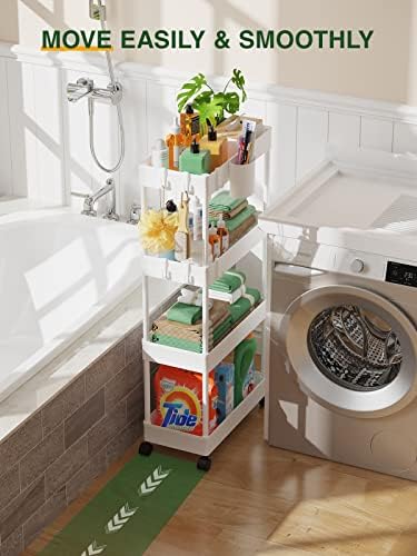 LEHOM Slim Rolling Storage Cart - 4 Tiers Bathroom Organizer Utility Cart - Image 6