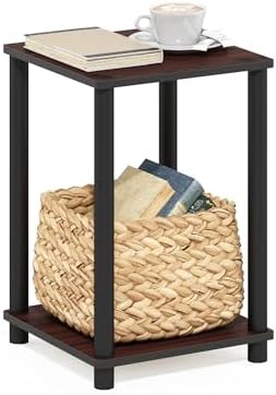 Furinno Turn-N-Tube Toolless 2-Tier Side Table, Open Shelf, Cherry Oak - Image 3