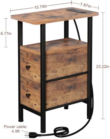 LOAKEKEL Narrow End Table with Charging Station, Side Tables Living Room - Image 3