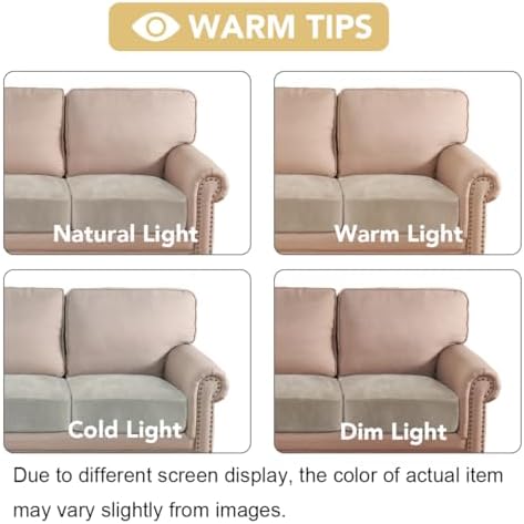 H.VERSAILTEX Velvet Stretch Couch Cushion Cover Plush Cushion Slipcover for Chair Loveseat Sofa Cushion Furniture Protector Seat Cushion Sofa Cover (2 Piece Large Sofa Cushion Covers, French Oak) - Image 6