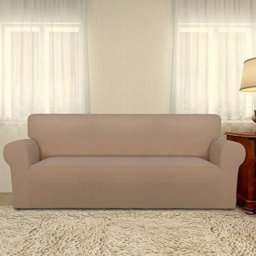 PureFit Stretch Oversized Couch Covers Fleece Sofa Slipcovers Camel - Image 2