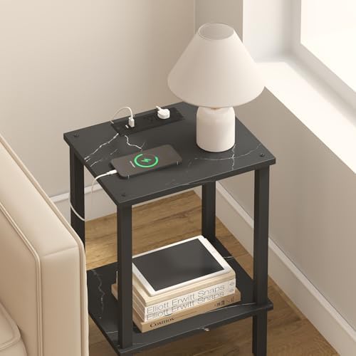TUTOTAK End Table with Charging Station, Side Table, Nightstand - Image 6