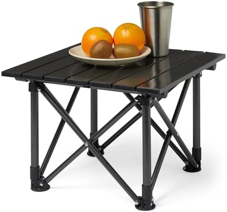 Amazon Basics Folding Camping Table, Made of Alloy Steel and Aluminum, Small, 15.7 x 16.1 x 11 Inches, 4.4 lbs, Black by AmazonBasics